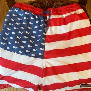 Vineyard Vines Boys XL Red,white,Bl. Bathing Suit